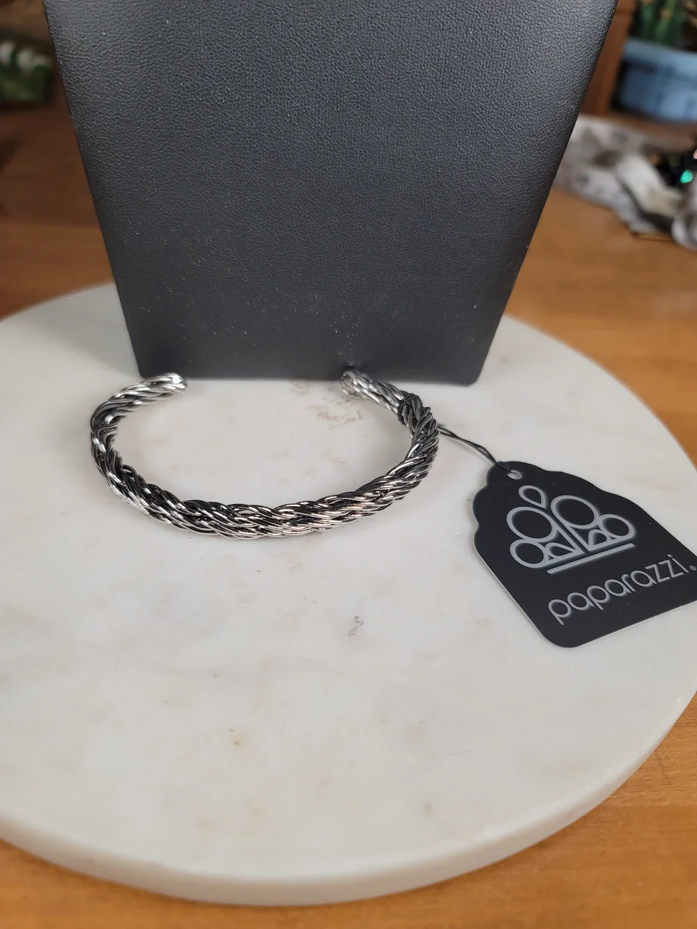 paparazzi Twisted Silver-Tone Rope Cuff